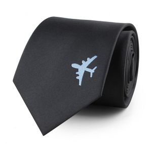 Moda 8 cm Air Plane Modello Cravatta Solido Nero Business Bello Cravatte Cool Per Gli Uomini Stile Aeromobili Abiti Cravate