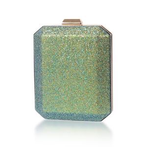 Kvällspåsar glittrande mini handväska söt fest prom purses kvinna bröllop brud makeup koppling rosa grön paillette axel bagevening