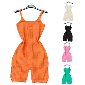 Womens One Piece Short Jumpsuit Sleeveless Terry Towel Fabric Buttons Braided Weave Wool Backless Suspender For Women