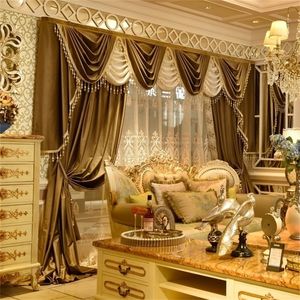 Kurtyna do salonu luksusowy prosty europejski styl luksusowy Swan Silk Velvet Villa Jadal Dżining Kitchen Door 220511