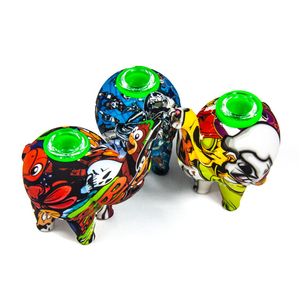 Colorful Elephant Animal Shape Water Pipe Silicon Material Mini Pipes Hookahs Smoking Accessories Glass Bongs Dab Rigs Oil Rig SP338