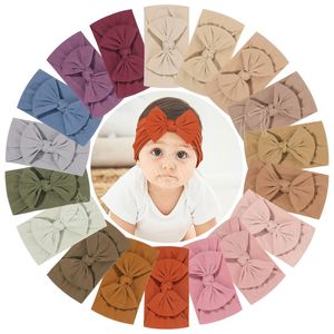 3,3 '' Solid Color Bow Board Band para crianças meninas de nylon amplo banda larga banda recém -nascida bebê presente de cabelos acessórios para cabelos