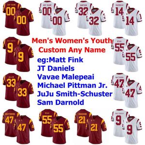 Custom USC Trojans Jerseys Mens Womens Smith-Schuster Jersey Sam Darnold Su'a Cravens O.J Simpson Red College Jerseys Plower Stitched