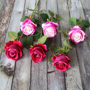 Home Singolo flanella rosa imitazione fiore San Valentino Matrimonio Fiori decorativi hotel decorativo fiore finto fiore di seta artificialeZC1000