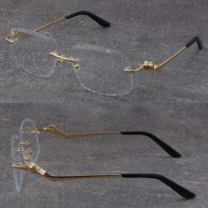 Metall Rimless Luxury Diamond Cut Eyewear Reading Frames Women Gereglasses Glasögon 18K Guld Fashion Optical Man and Female Myopic Frame With Box