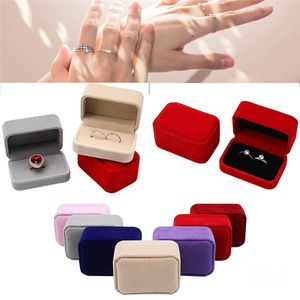 Velvet Jewelry Ring Box Double Ring Storage Boxes Earrings Organizer Holder Gift Package for Engagement Wedding