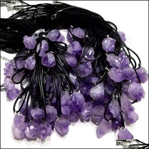 Konst och hantverk BK Natural Crystal Stone Charms Amethyst Irregar Shape Pendants For Necklace ￶rh￤ngen smycken Makin SPO Sports2010 DHX5U