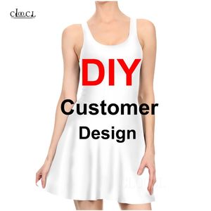 Sexy Dress Women 3D Print DIY Personalized Design Pleated Own Image P o Star Singer Anime Ladies Casual es B356 220707