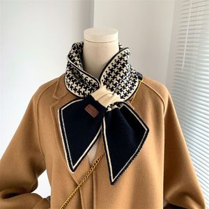Lenço de gravata de caxemira quente para mulheres lenço de pescoço xadrez de malha de lenços longos pequenos magros bandana feminina feminina 220812