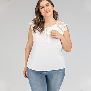 Blusa de camiseta plus size de tamanho feminino estilo praia de verão sem mangas de verão