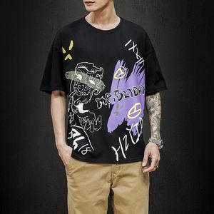 Mode graffiti män t-shirt kortärmad handfärg o-nacke t-tröjor Casual sommar rolig utskrift hip hop topp tees m-5xl