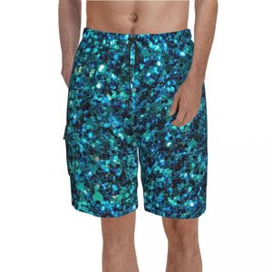 Men s Shorts Sequins Artwork Board Blue Sparkling Print Pattern Short Pants Men Customs Plus Size Swimming Trunks Gift Idea