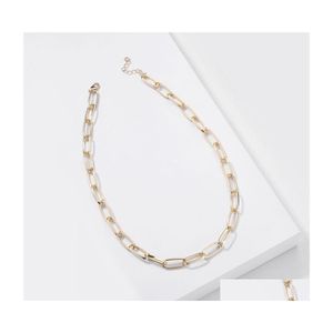 Ketten Böhmische Büroklammerkette Frauen Halskette Rec Link Choker Kragen Edelstahl Gold / Silber Farbe Drop Lieferung Schmuck Necklac Dhio5