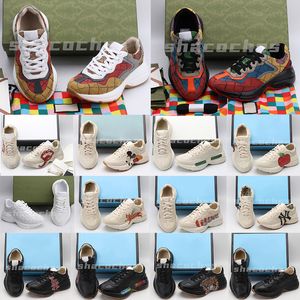 Designer Sapatos casuais Beige Men treinadores vintage Chaussures de luxo Rhyton Sneaker Women Strawberry Wave Big Mouth Tiger Rat Pattern Trainer Variedade de estilos