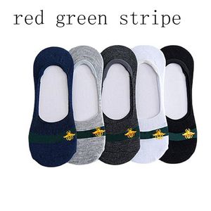 Red Green Striped Bee Invisible Socks Men Cotton Breathable Sock Non-slip 5 Colors Wholesale Price