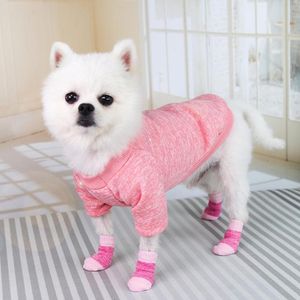 Dog Apparel Soft 4Pcs Easy Cleaning Warm Grips Socks Casual Pet Protector Washable SuppliesDog ApparelDog