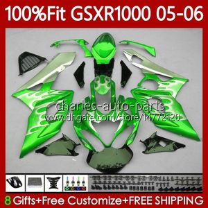 OEM Bodywork para Suzuki GSXR-1000 GSXR 1000 CC GSXR1000 2005 2006 Body 122No.152 K5 1000cc chamas verdes 2005-2006 GSX R1000 GSX-R1000 05 06 Molde de Injeção Kit de Feira