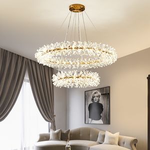 İskandinav Lüks Büyük Kristal LED Avize 40 60 80 cm Yüzük Avize Oturma Yatak Odası Işık Fikstür Carlota Aydınlatma