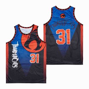 Man Movie Basketball Jerseyss 31 Thundercats uniforme time de hip hop cor azul respirável para fãs esportivos pura algodão bordado de hiphop e costura de excelente qualidade