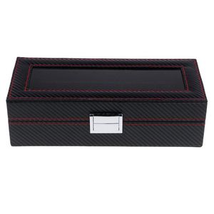 Titta på Boxes Cases RUTS Luxury Box Carbon Fiber Case Holder Organizer för Rings Armband Display Giftwatch