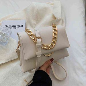 HBP Crossbody Bag Elegancka solidna skóra colur pu dla kobiet luksusowy łańcuch ramię stylowy metalowe torebki i torebki 220727