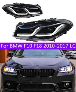 BMW F10 F18 için Farlar 20 10-20 17 LCI Kafa Işık Stili Yedek Drl Gündüz Işıkları Deniz Feneri Projektör Face Sift