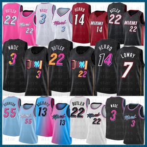 14 13 55 Jimmy Butler Dwayne Dwyane Wade Kyle Lowry Basketball Jersey Miamis Heats 22 3 7 Tyler Herro Bam Adebayo Duncan Robinson Contrast Color