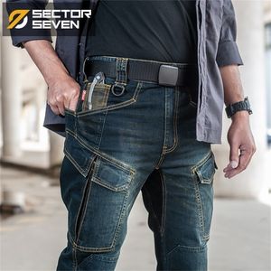 Sektor Seven Slim City Casual Dżinsy Mężczyźni Mid talii proste jeansy klasyczne indygo niebieskie czarne dżinsy odporne na zużycie 210318