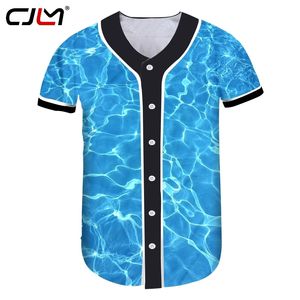 Osobowość duża rozmiar 5xl męska koszula baseballowa 3D Blue Water Man Tshirt Drukowana fala oceaniczna odzież internetowa spadek 220623