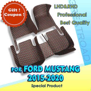 Bilgolvmattor för Ford Mustang 2015 2016 2017 2018 2019 2020 Anpassade Auto Foot Pads Automobile Carpet Cover Interiör Tillbehör H220415