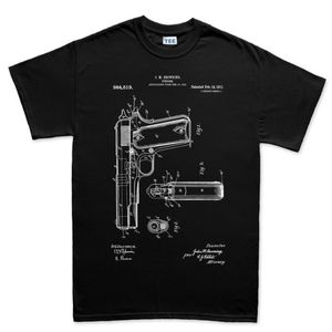 Мужские футболки 2022 Модная летняя футболка 1911 Pistol Blueprint Gun Semi Auto G43 G19 Tope Toe Top Fort