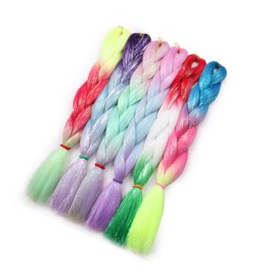 24 pollici 100G sintetico tinsel intrecciare i capelli ombre tre quattro colori trecce jumbo estensioni dei capelli più colori