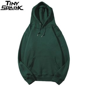 Plain Green Hoodie Sweatshirt Männer Pullover Hoodies Herbst Streetwear Koreanische Harajuku Mit Kapuze Sweatshirt Casual Schwarz Weiß 201126