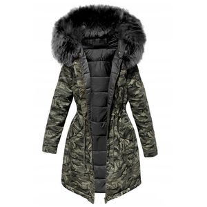 여자 겨울 재킷 후드 파카 겨울 코트 여성 느슨한 파카 모피 칼라 코튼 패딩 자켓 T200212