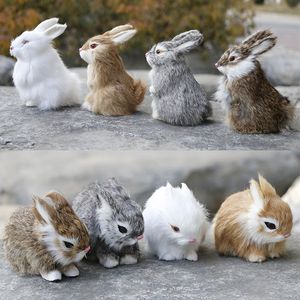 Festive & Party Supplies Cute Mini Animal Rabbit Crafts Simulation Furry Squatting Rabbits Model Christmas Birthday Wedding Decoration Toys Gift LT0097
