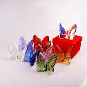 Objetos decorativos Figuras Padrão de diamante Cristal Butterfly Ornament Home Gift El DecorationDecorative