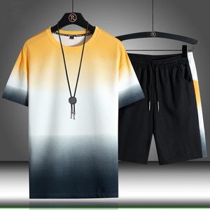 メンズトラックスーツメンズトラックスーツ夏の服スポーツウェア2ピースセットTシャツショーツメン2022トラック衣類男性スウェットスーツスポーツSU