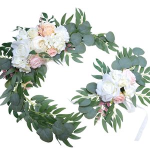 PEONY Artificial Wedding Flower Wall Arch Arch Decoração de cenário de pano de fundo artificial Decoração de portas de coroa de rosas branca branca