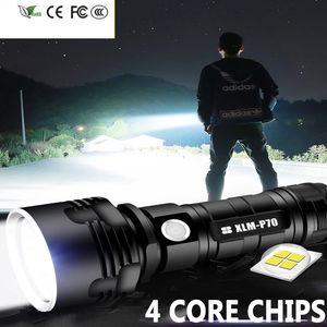 Ny super kraftfull strålkastare XHP70.2 250000C LED USB uppladdningsbar 18650 26650 Batteri det ljusaste campingfiske ficklampa yunmai