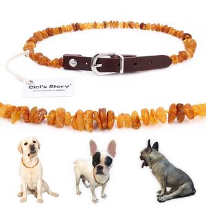 Baltic Amber Floh- und Zeckenhalsband mit verstellbarem Lederband für Hunde und Katzen, im Labor getestet 220722