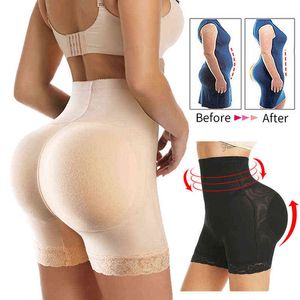 Kadınlar Için Bel Eğitmen Yüksek Bel Karın Kontrol Külot Dantel Popo Kaldırma Yastıklı Kalça Arttırıcı Shapewear Ince Vücut Şekillendirici Şort Y220411