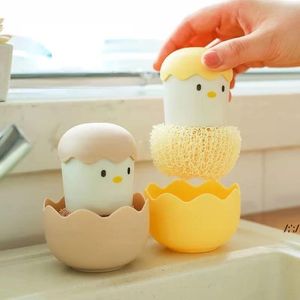 Nano Cleaning Brush z uchwytem kuchenną szczotkę z kurczaka kreskówka Odłączona skorupa jajka nie traca drutu naczyń do czyszczenia piłki JLB15415