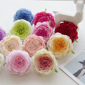 Konstgjorda blommor 12 färger Simulering Austin Rose Head bevarade rosor DIY WEDDING Flower Row Decorations