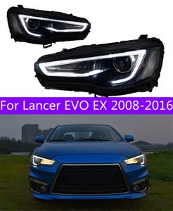 20 08-20のカーヘッドライトパーツ16ランサーEVO EX EX HEADLIGHTS交換LEDフロントDRLデイタイムライトプロジェクターフェイスリフト