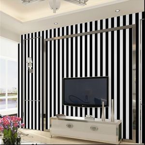 Black and white striped waterproof wallpaper self adhesive wall stickers bedroom living room background wall paper PVC43 201009