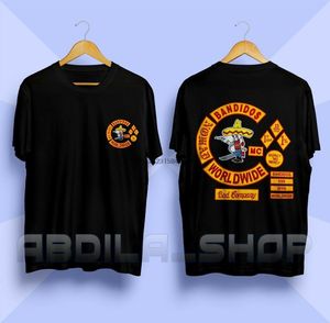 Męskie Koszulki Bandidos MC Logo Nomad Worldwide Motorcycle Club T shirt Czarny Biały Rozmiar S XL
