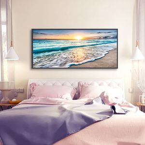 ZYGALLOP Sunset Seascape Beach Landscape Posters Natural Scenery Canvas Painting Wall Art Picture For Bedroom Decoration cuadros