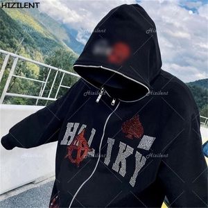 Y2K Skeleton Zip Up Oversized Sweatshirts autumn Goth Hoodie Grunge Hooded Jacket Streetwear Y2K clothing 220816