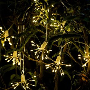Strings Solar/USB Operated Dandelion Copper Wire String Light 10st 200 LED Exploderande Star Christmas Firework Lampsled Stringsled