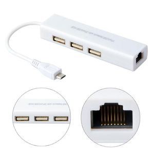 Adaptador de hubs 1Port Network USB com 3Port Hub Micro para Lan Ethernet RJ45 3 PortSusb